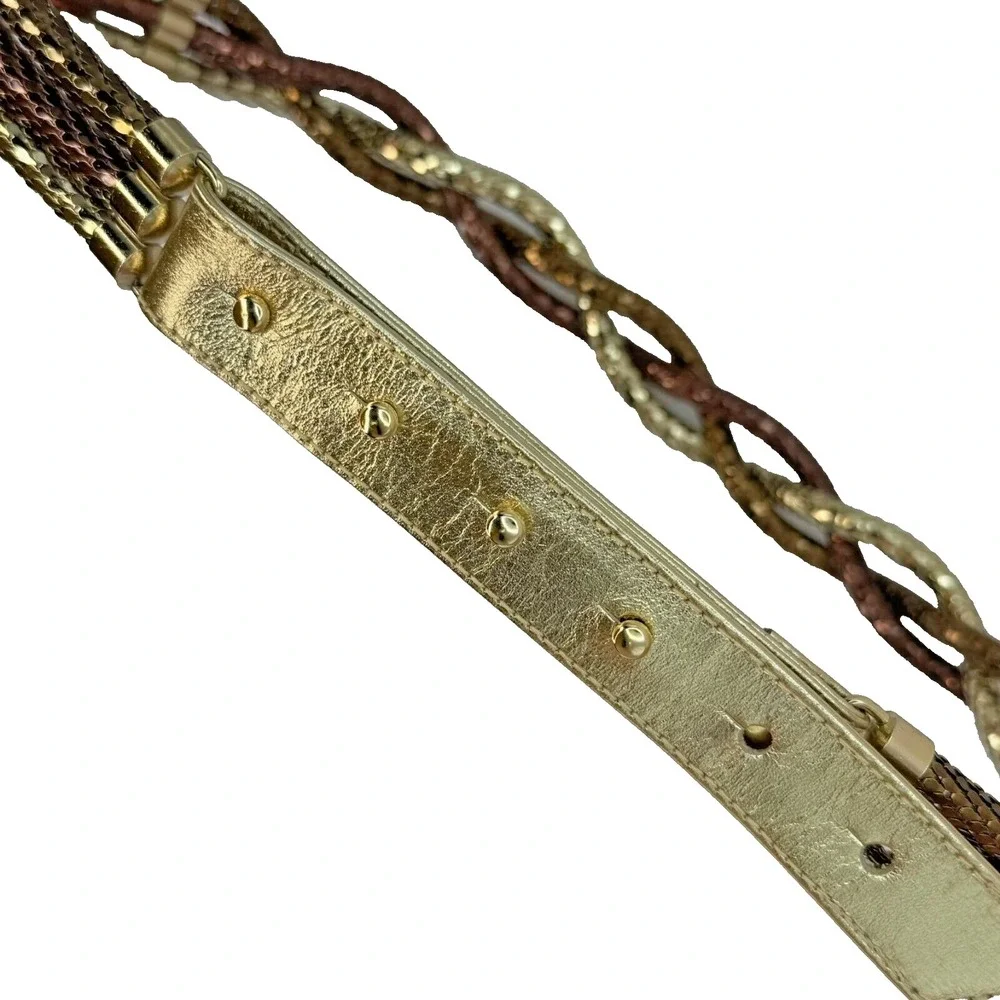 Vintage Braided Chain Belt‎ Mixed Metals Glam Grunge Snake Chain Waist